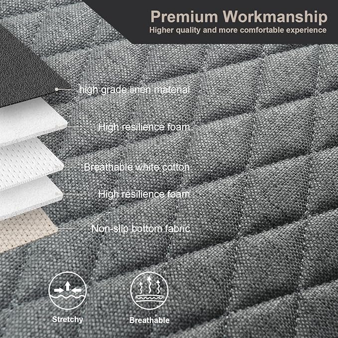 West Llama Linen Car Seat Covers,Bottom Seat Covers for Cars Include 1 Rear Bench Cover Universal Fits 90% Vehicles,SUVs,Cars,Sedans,Gray