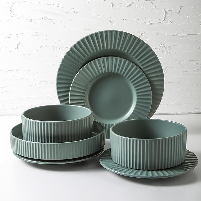 Christian Siriano Lusso 32-Piece Dinnerware Set Stoneware, Stone
