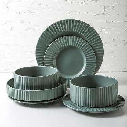 Christian Siriano Lusso 32-Piece Dinnerware Set Stoneware, Stone