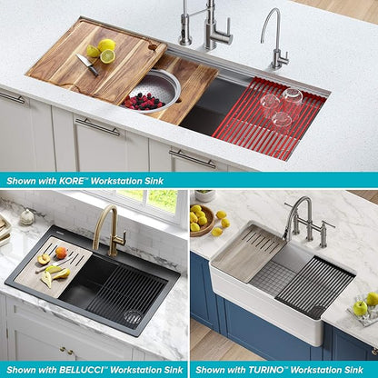 Kraus Multipurpose Workstation Sink Roll-Up Dish Drying Rack, Colander and