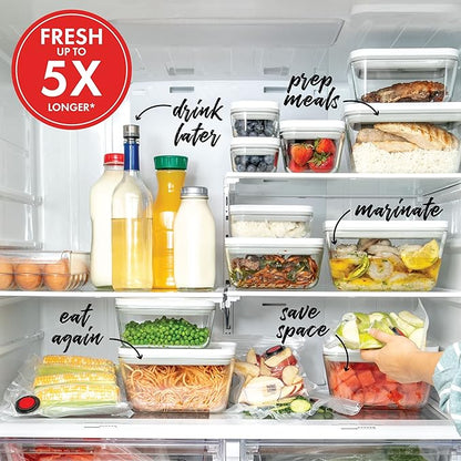 ZWILLING Fresh & Save Vacuum Sealer Machine Starter Set with Airtight Food Storage Container Glass, Sous Vide Bags, Meal Prep