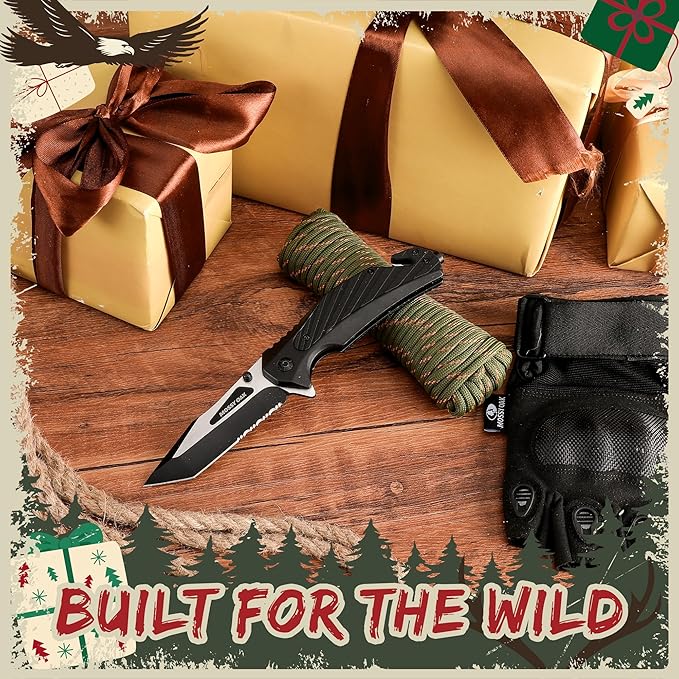 MOSSY OAK Folding Pocket Knife with Aluminium Alloy & G10 Handle, 4.75" Tactical Knife with Tungsten Steel Glass Breaker, Seatbelt Cutter, Belt Clip, Survival Knife for Emergency, Outdoor, Camping