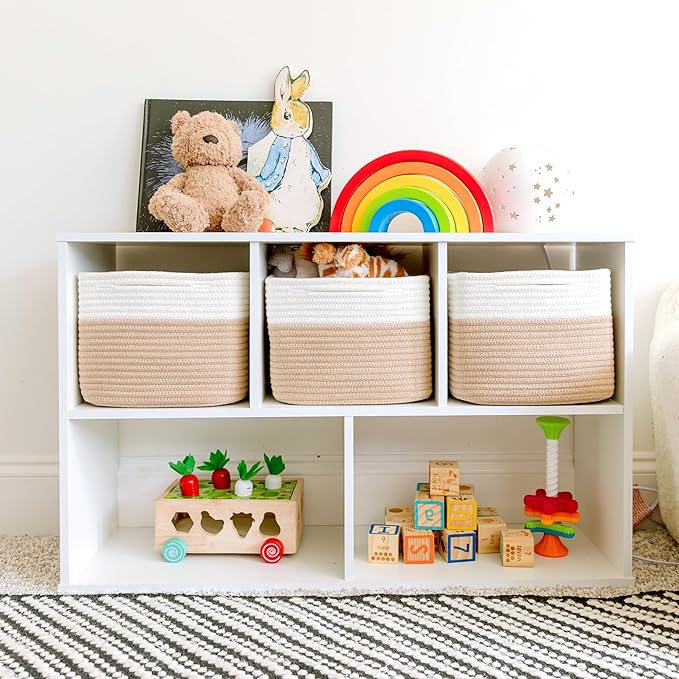 NaturalCozy Storage Cubes 9”x9”x7”Cotton Rope Woven Baskets