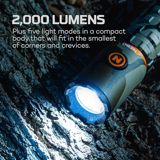 NEBO Redline Torchy 2K, 2000 Lumen Pocket, Rechargeable LED, Water & Impact Resistant Flashlight for EDC with Smart Power Control, Power Memory Recall, Removable Clip for Camping, Hunting, Hiking
