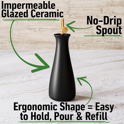HB Design Co. Ceramic Olive Oil Dispenser - 530 ML Capacity Matte White Ceramic