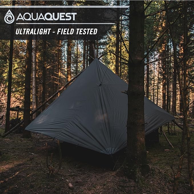 AquaQuest Guide Tarp ??Ultralight Waterproof (5,000 mm) Seam-Taped 40D Ripstop Rain Fly for Backpacking, Stealth Camping & Thru-Hiking