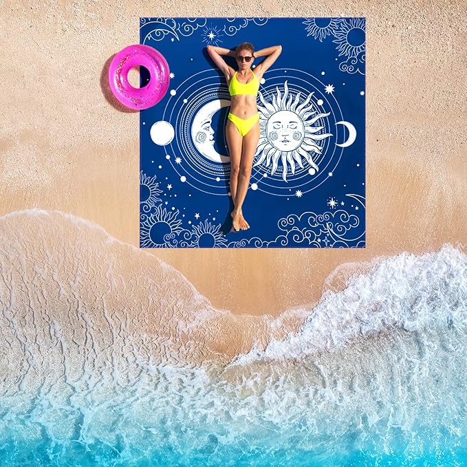 Beach Blanket Waterproof Sandproof Beach Mat 79" X 83"/10'x9'for 2-8 Adults Quick Drying Outdoor Picnic Mat Beach Accessories for Travel, Camping, Hiking