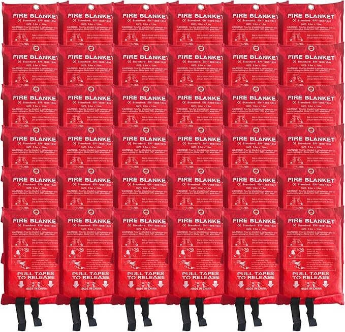 36 Packs Fire Blanket ??39.37x39.37 Inches, 1100??Heat Resistant, Emergency Fire Suppression Blanket for Kitchen, Home, Car, Camping ??Easy to Use, Non-Toxic, Reusable, Compact & Lightweight