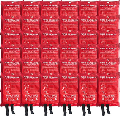 36 Packs Fire Blanket ??39.37x39.37 Inches, 1100??Heat Resistant, Emergency Fire Suppression Blanket for Kitchen, Home, Car, Camping ??Easy to Use, Non-Toxic, Reusable, Compact & Lightweight