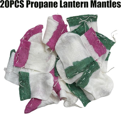 20PCS Propane Lantern Mantles, 2x3.3 Inches, String Tie Style for Camping and Outdoor Gas Lamps/Lantern Accessories