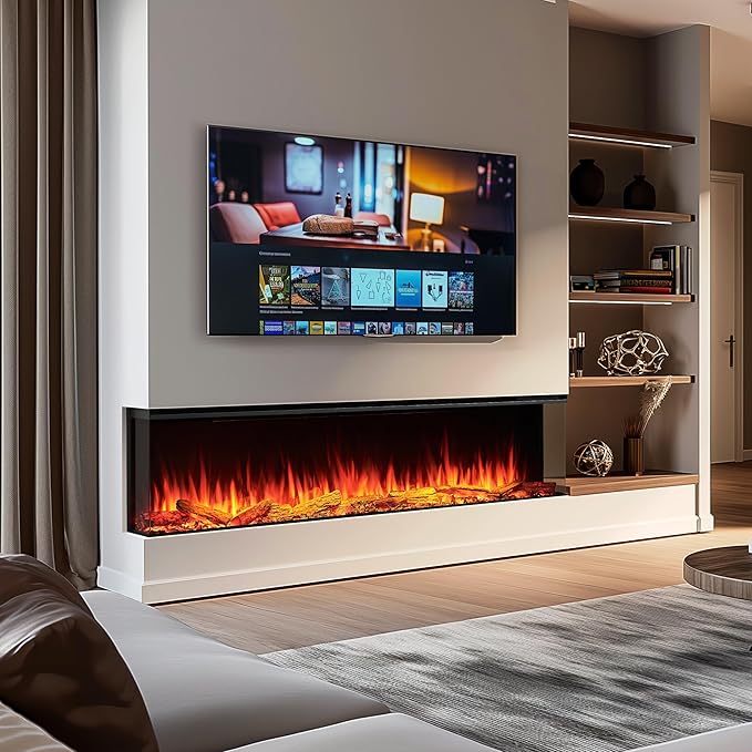 LegendFlame 71" W Smart Build in Electric Fireplace Insert, 1-2-3 Sided View