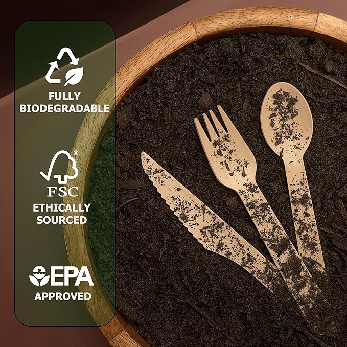 Disposable Wooden Cutlery Set 360 PCS