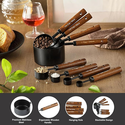 8PCS Measuring Cups and Spoons Set, DV Stainless Steel Measuring Cups