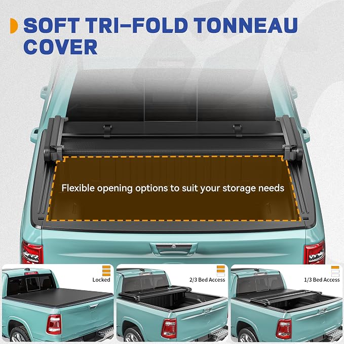 Soft Tri-Fold Truck Bed Tonneau Cover Fit for Chevy Colorado/GMC Canyon 2015-2026 5.2 ft Bed