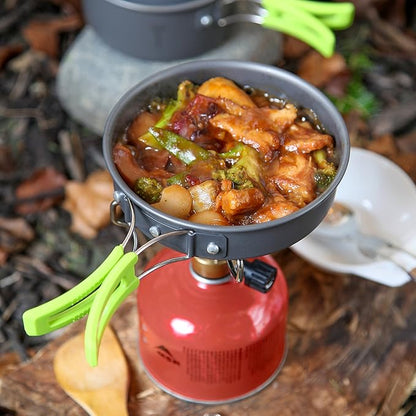 MalloMe Camping Cookware Mess Kit for Backpacking Gear ??Camping Cooking Set - Camping Pots and Pans Set - Backpacking Stove/Portable Stove Compatible - Camp Kitchen Equipment Accessories Pot