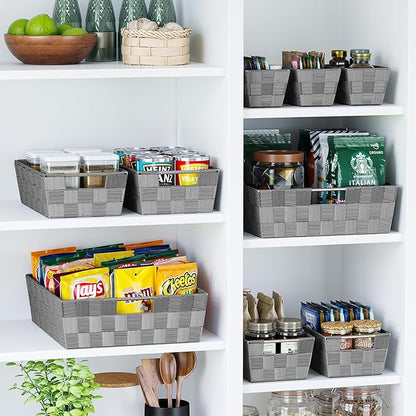 Baskets For Organizing Set Of 9 Dark Grey - Storage Baskets For Shelves - Perfect Closet Organizer Bins, Bathroom Basket, and Pantry Basket - Small Storage Bins For Shelves - Bin For Organization
