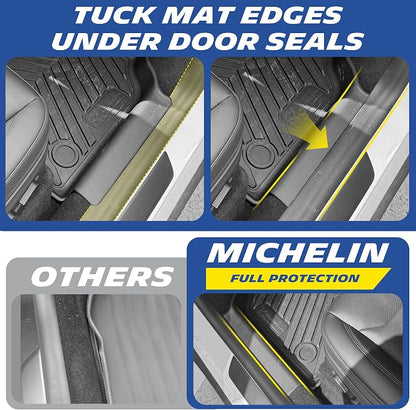 Michelin Vehicle Mat, All-Weather TPE Custom Fit Liner for Tesla Model Y 5 Seat Floor Mats 2025-2027 (6 Piece), Premier