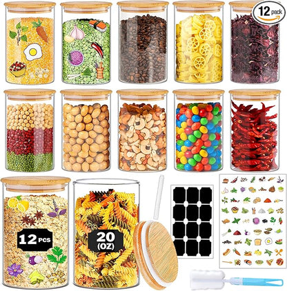 BGraceyy Glass Jars with Bamboo Lids 20 oz