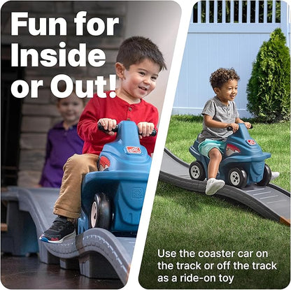 Step2 Up & Down Roller Coaster Kids Ride On Toy, Push Car, Indoor/Outdoor Playset, Made of Durable Plastic, Max Weight 50 lbs., for Toddlers 2-5 Years Old, Gray & Blue