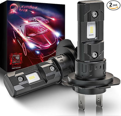 H7 Bulbs, No Adapter Required 400% Brightness 6500K Xenon White Fanless Non-Polarity Plug and Play Fog Bulb (Pack of 2)
