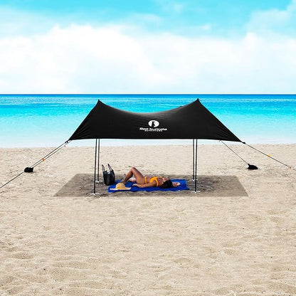 Red Suricata Family Beach Tent & Canopy, UPF50 Sun Shade, 4 Aluminum Poles, Sand Shovel, Medium Portable Sun Shelter (Medium, Black)