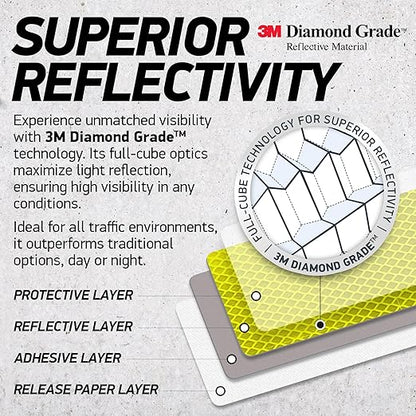 Reflective Safety Tape Stickers | 3M Diamond Grade | Yellow-Green | 1.2″ x 3.15″ | 20-Pack | Safety Warning Tape for Helmets, Cars, Mailboxes & More