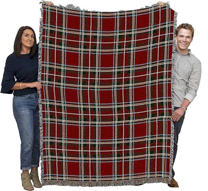 Pure Country Weavers Plaid Blanket Stewart Royal Tartan - Patterns Gift Tapestry Throw Woven from Cotton - Made in The USA (72x54)